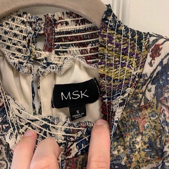 MSK Brown Tan Ruffled Tiered Midi Dress - Picture 4 of 6